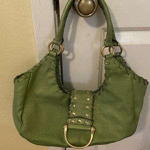 Vintage matcha green,gold,brown faux shoulder bag